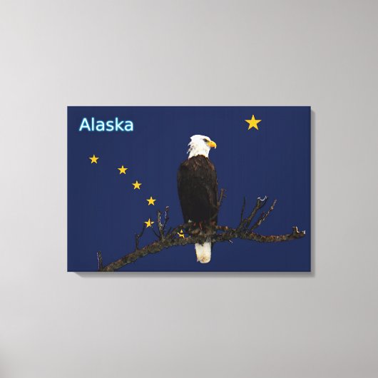 Alaska Eagle en Flag Canvas Afdruk (Voorkant)