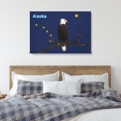 Alaska Eagle en Flag Canvas Afdruk (Insitu (Slaapkamer))