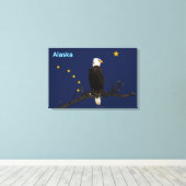 Alaska Eagle en Flag Canvas Afdruk (Insitu (Houten vloer))