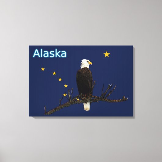 Alaska Eagle en Flag Canvas Afdruk (Voorkant)