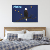 Alaska Eagle en Flag Canvas Afdruk (Insitu (Slaapkamer))