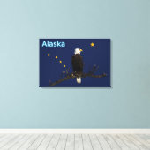 Alaska Eagle en Flag Canvas Afdruk (Insitu (Houten vloer))