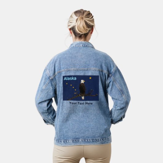 Alaska Eagle en Flag Denim Jacket (Model)