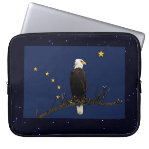 Alaska Eagle en Flag Laptop Sleeve