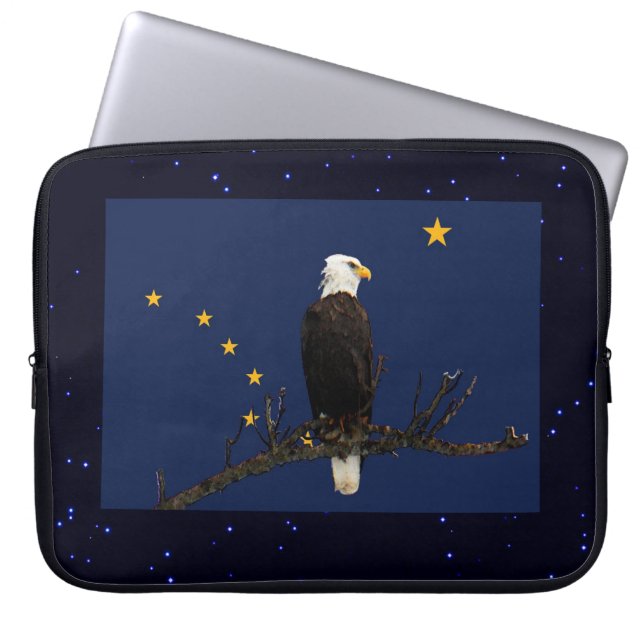 Alaska Eagle en Flag Laptop Sleeve (Voorkant)