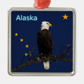 Alaska Eagle en Flag Metalen Ornament (Voorkant)