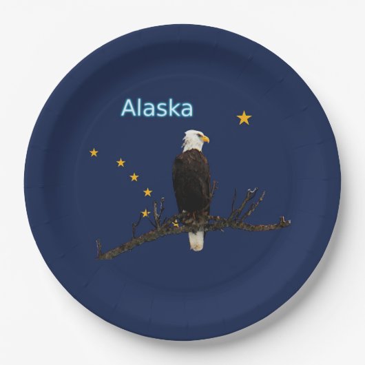 Alaska Eagle en Flag Papieren Bordje (Voorkant)