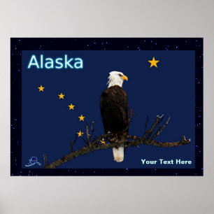 Alaska Eagle en Flag Poster
