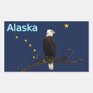 Alaska Eagle en Flag Rechthoekige Sticker