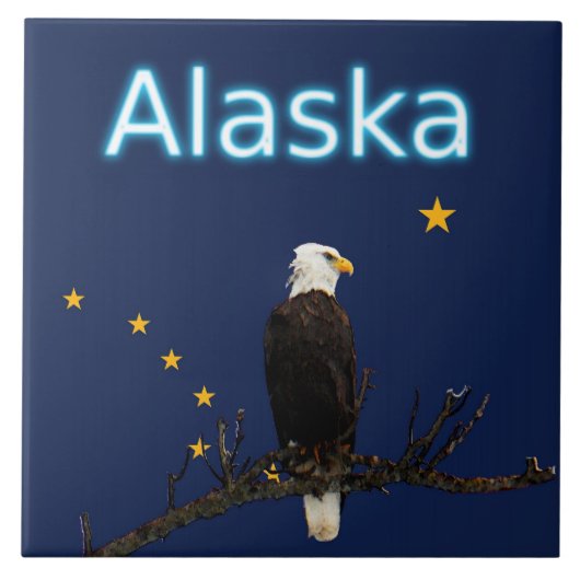 Alaska Eagle en Flag Tegeltje (Voorkant)