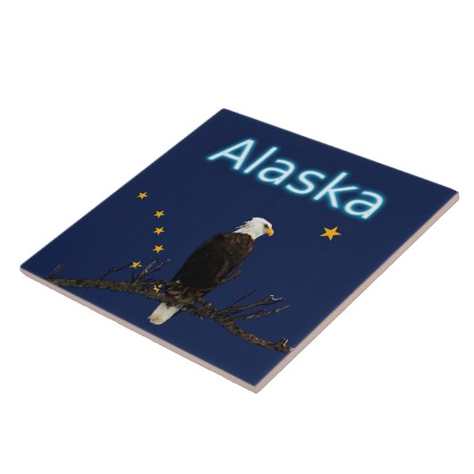 Alaska Eagle en Flag Tegeltje (Zijkant)