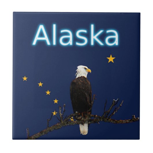 Alaska Eagle en Flag Tegeltje (Voorkant)