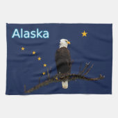 Alaska Eagle en Flag Theedoek (Horizontaal)