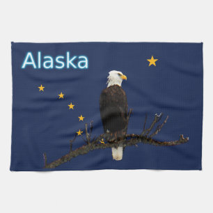 Alaska Eagle en Flag Theedoek