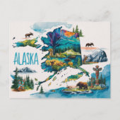 Alaska: Een levendige Waterverf-exploratie Briefkaart (Voorkant)