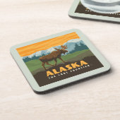 Alaska | eland aan de grens bier onderzetter (Linkerzijde)