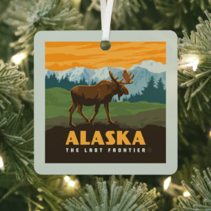 Alaska eland aan de grens metalen ornament