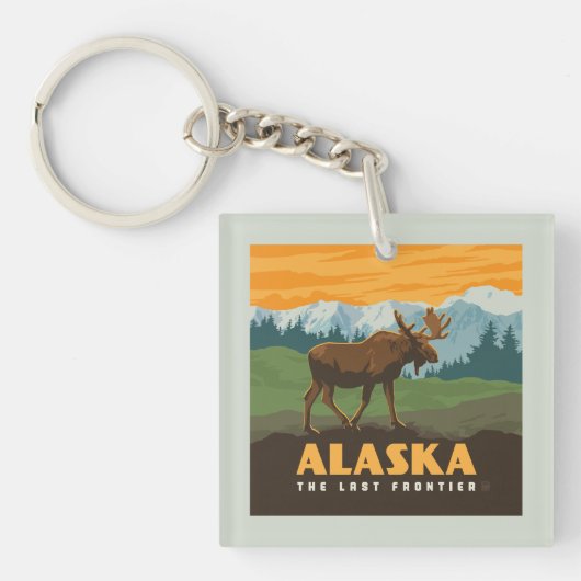 Alaska | eland aan de grens sleutelhanger (Voorkant)