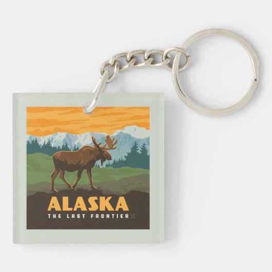 Alaska | eland aan de grens sleutelhanger (Achterkant)