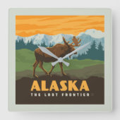 Alaska | eland aan de grens vierkante klok (Voorkant)