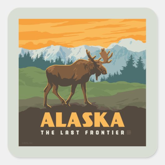 Alaska | eland aan de grens vierkante sticker (Voorkant)