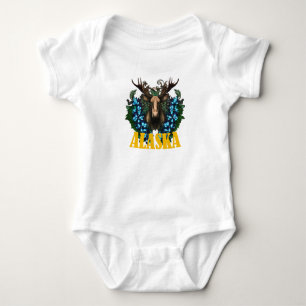 Alaska Eland En Alpen Myosotis Bloemen Romper