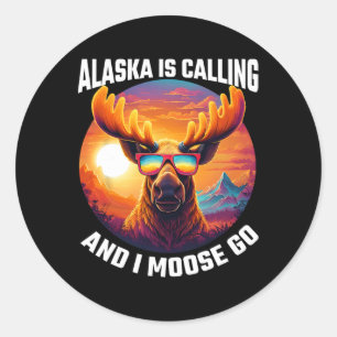 Alaska Eland Toeristische Reis Grappige Eland Avon Ronde Sticker