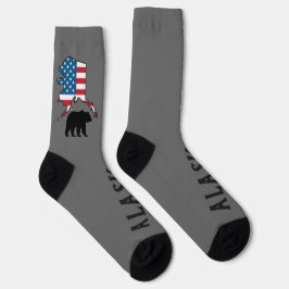 Alaska en beer silhouet, Amerikaanse vlag Sokken
