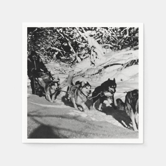  Alaska eskimo Malamute sled race 1970 Servetten (Voorkant)