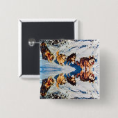 Alaska eskimo Malamute sled race Vierkante Button 5,1 Cm (Voorkant /achterkant)
