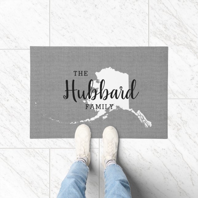 Alaska Familie Monogram Staat Doormat Deurmat (Binnen)