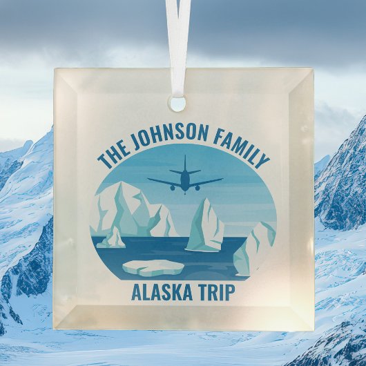 Alaska Familie Vakantie Custom Glacier Kerstmis Glas Ornament