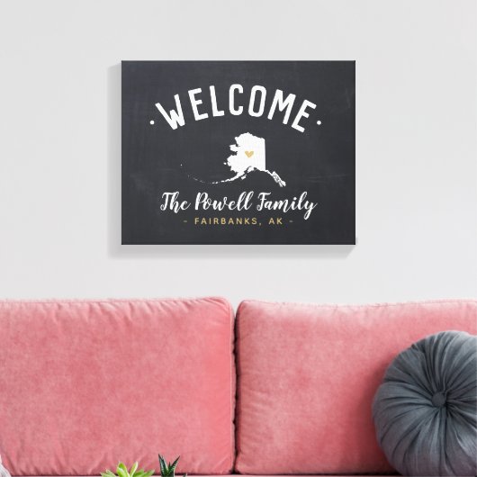 Alaska Family Monogram Welkomstteken Canvas Afdruk (Insitu (Woonkamer))