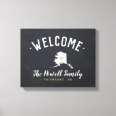 Alaska Family Monogram Welkomstteken Canvas Afdruk (Voorkant)
