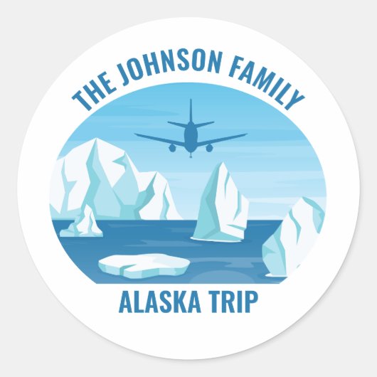 Alaska Family Vacation Custom Blue Glacier Ronde Sticker (Voorkant)