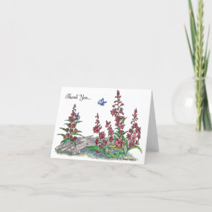 Alaska Fireweed Bloem met Blauwe Vlinder Ontwerp Bedankkaart