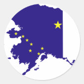 Alaska Flag Map Ronde Sticker (Voorkant)