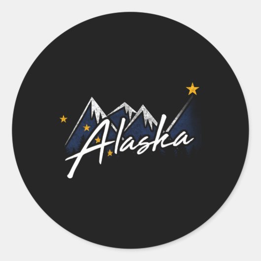 Alaska Flag Mountains noodlijdende staat Ronde Sticker (Voorkant)