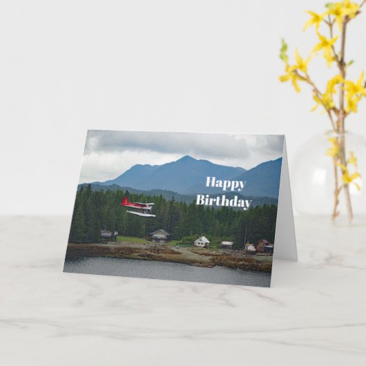 Alaska Floatplane Landscape Photo Birthday Kaart (Gele Bloem)