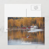 Alaska, Floatplane, Riverboat, Birchbomen in Herfs Briefkaart (Voorkant / Achterkant)