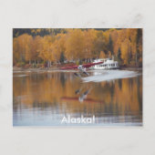 Alaska, Floatplane, Riverboat, Birchbomen in Herfs Briefkaart (Voorkant)
