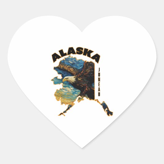 Alaska Flying Eagle Adventure T-shirt Hart Sticker (Voorkant)