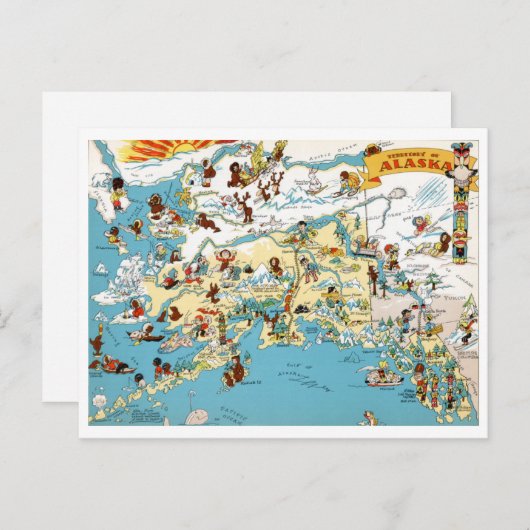 Alaska Funny Map Briefkaart (Voorkant / Achterkant)