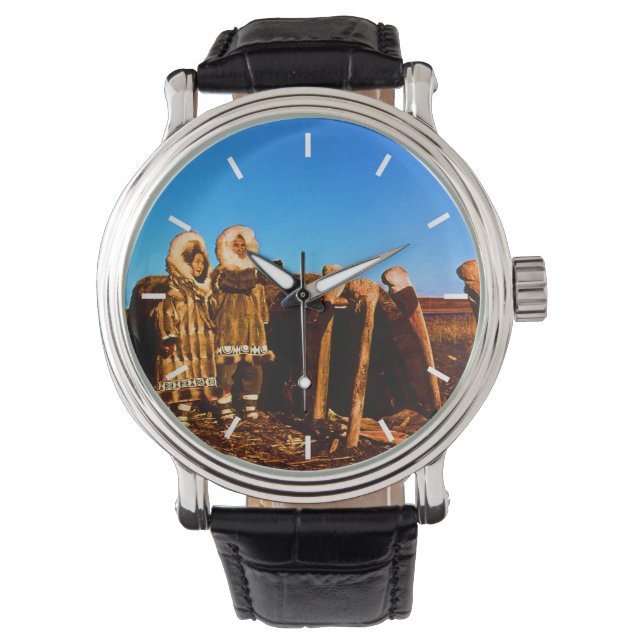  Alaska Fur clad eskimo arctic sod igloo Horloge (Voorkant)