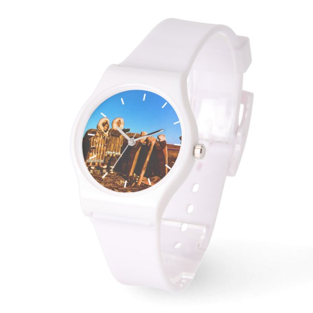  Alaska Fur clad eskimo arctic sod igloo Horloge (Hoek)