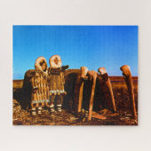 Alaska Fur clad eskimo arctic sod igloo Legpuzzel (Horizontaal)