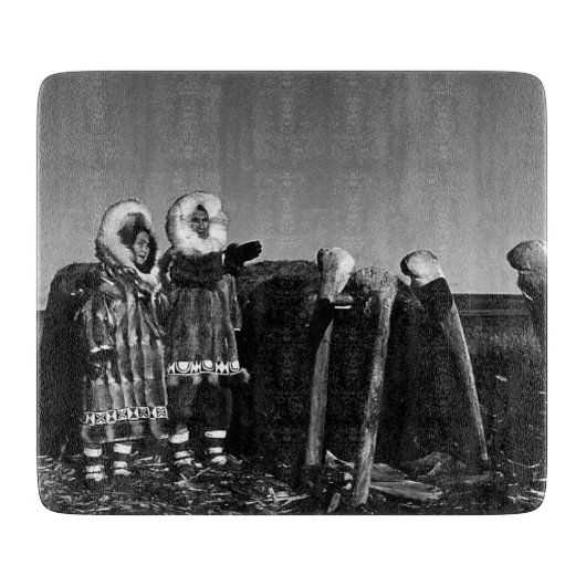 Alaska Fur clad eskimo arctic sod igloo Snijplank (Voorkant)