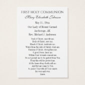 Alaska Gebed voor de Eerste Heilige Communie Visitekaartje (Achterkant)