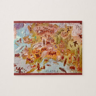 Alaska geïllustreerde ansichtkaart 8x10 legpuzzel