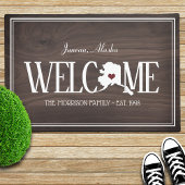 Alaska gepersonaliseerde Woodgrain Welkom Deurmat